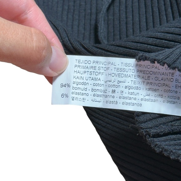 Zara Black Ribbed Knit Short Sleeve Midi Dress Women’s US L - Picture 7 of 9